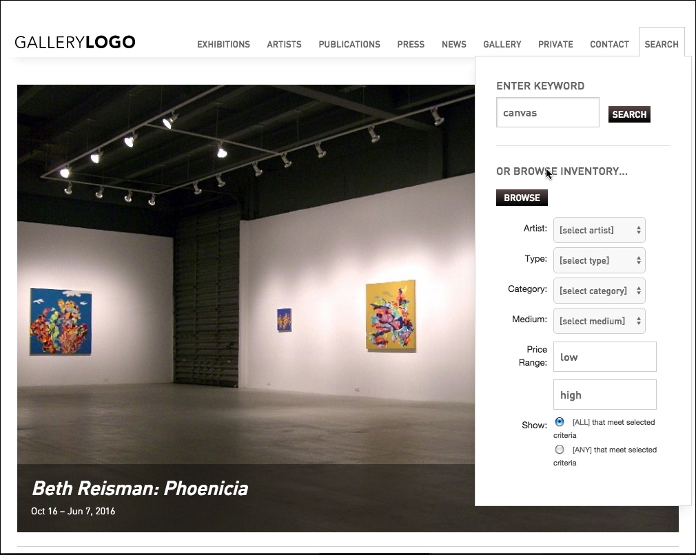 Art Gallery Website Art Collection Website Artist
